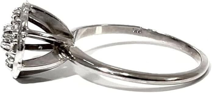 1.50Ct Round Cut Lab Created Diamond Cluster Woman's Flower Engagement Ring, 14K White Gold Plated 925 Sterling Silver