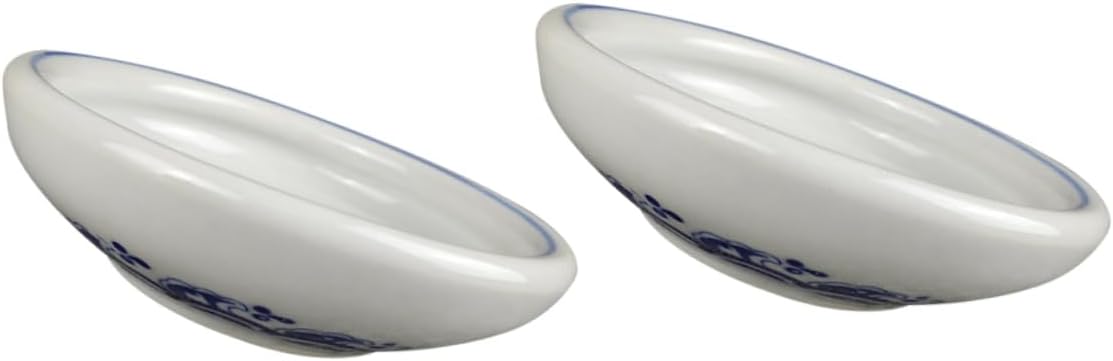 2pcs Blue White Porcelain Pen Washer Ink Brush Washing Tray Ceramic Ink Saucer for Dip Pens Watercolor Palette