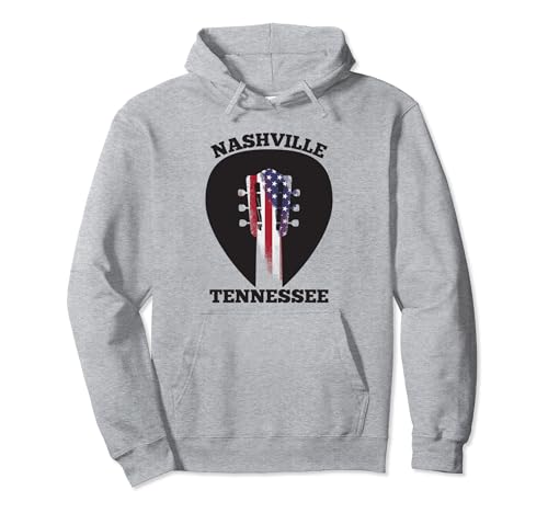 Nashville Tennessee - Púa de guitarra con bandera estadounidense Sudadera con Capucha