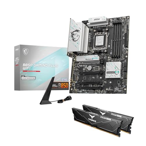 MSI B850 GAMING PLUS WIFI Motherboard,ATX-Supports AMD Ryzen 9000-7000 Processors,AM5-DDR5 Memory 8200+ MT/s (OC),PCIe 5.0x16 & 4.0x16,M.2 Gen5,Wi-Fi 7,5G LAN+HIGH-SPEED DDR5 RAM 32GB (2x 16GB) Bundle