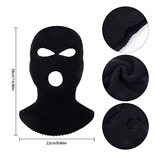 2 Packs Ski Mask 3 Hole Knitted Full Face Cover Balaclava Mask Halloween Party Cycling Mask Beanies Hat For Outdoor Sports #TOP3