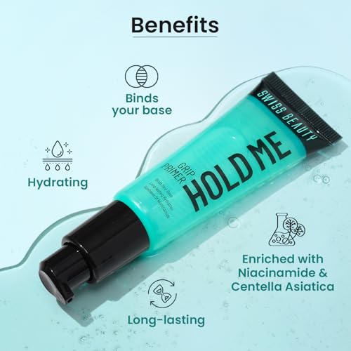 Image of Swiss Beauty Hold Me Grip Primer | Hydrating | Grippy Gel Formula | Sweat-Resistant & Humidity-Proof | Enriched with Niacinamide & Centella | Long-Lasting Base | 24ml