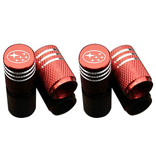 EVPRO Valve Stem Caps for Car Tire Decorative 4 Pack Red Fit Subaru Accessories