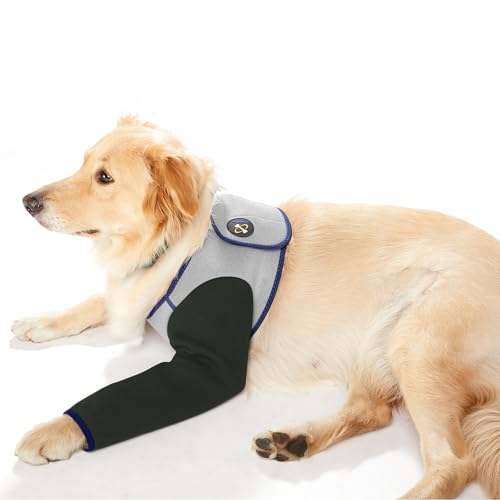 Coodeo Dog Recovery Suit, Cone Collar Alternative, Abrasion Resistant Dog Recovery Sleeve, Washable 2.5mm Thick and Waterproof, Pet Wounds Prevent Licking, Bite, Keep Dry（Grey，L