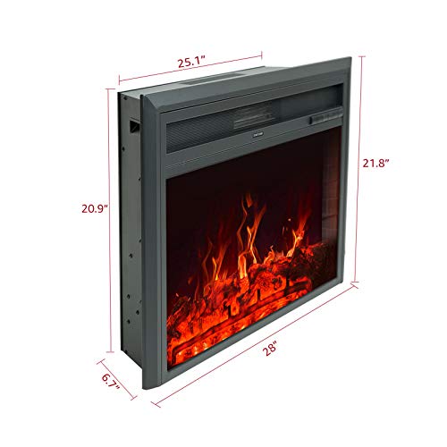 FLAME&SHADE 28 Inch Wide Electric Fireplace Insert, Portable Free-Standing Heater with Remote Control & Timer, 1500/750w - Thumbnail 7