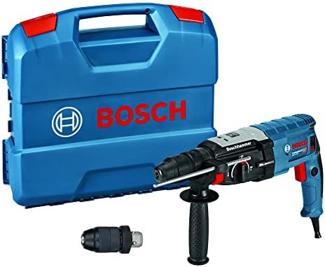 Bosch Professional Corded Rotary Hammer Drill with SDS Plus GBH 2-28 (240V, 880W, incl. Auxiliary handle, Depth stop 210 mm, Machine cloth, in L-BOXX 136)