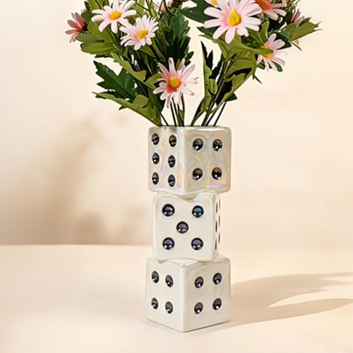 Tnstbiee Modern Ceramic Dice Vase - Small Unique Decorative Vase