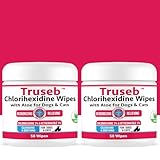 Pet Health Pharma Truseb Topical for Dogs, Cats and Horses - with Aloe for Cleansing (Ketoconazole & Chlorhexidine Wipes, 100 Count)