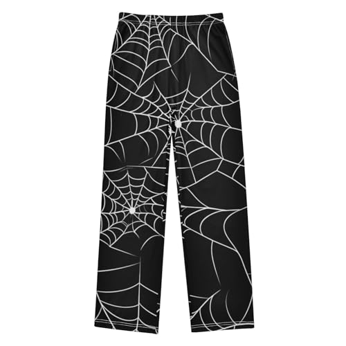 Boys' Pants White Spiderweb Black Long Bottoms Jogger Pants Elastic Waist Trousers with Pockets S-XL