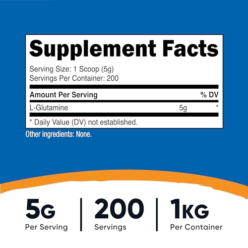Image of Nutricost L-Glutamine Powder 1 KG - Unflavored, Non-GMO, Gluten Free (Pack of 3)