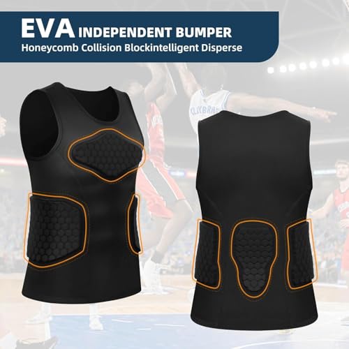 image for Zicac Men's Sports Shock Rash Guard Compression Padded Shirt Soccer Ba