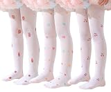 SATKELA Girls Stockings Toddler Tights Kids Hollow Socks White Pantyhose for Girls Heart Strawberry Cherry Fruit Socks Summer(US,Cherry,M)