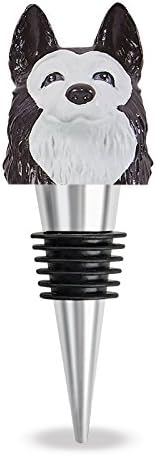 Wine Stopper Black and White Husky by Wild Eye