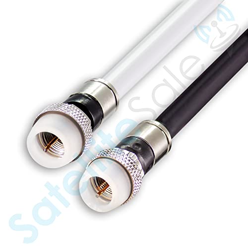 Satellitesale Digital Rg-6/U 75 Ohm Coaxial Cable With F-Type Waterproof Connectors Indoor/Outdoor Universal Wire Black Cord 50 Feet #TOP6
