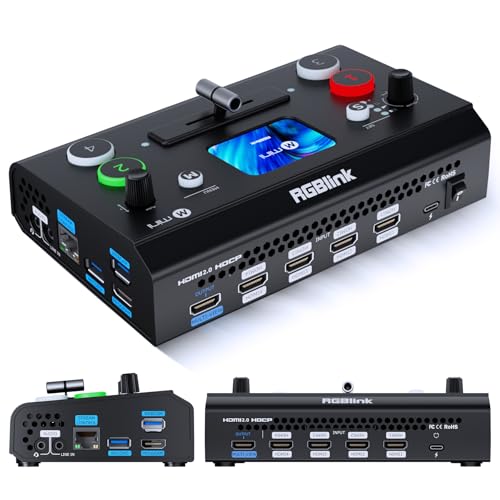 RGBlink Mini V3 Video Switcher with Customizable Features via TAO Cloud – 4K HDMI Switcher, 2.1" Touch Screen, Multi-Cam Live Streaming, Dual HDMI Output, Recording & PTZ Control