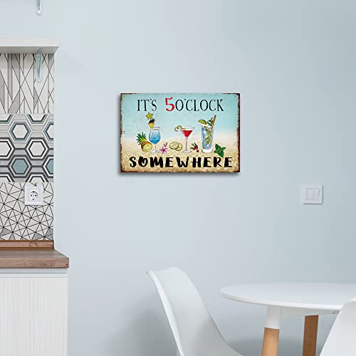 Xort Original Vintage Design It's 5 O'clocktin Metal Signs Wall Art, Family Cafe Bar Pub Kitchen Bathroom Bedroom Office Shop Public Places Wall Decor Art Tin Sign (8 X 12 Inch, Blue - Clock) #TOP1