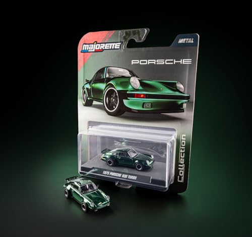 Image of Jada Majorette Collection - 1975 Porsche 930 SPDER 1:64 Die-Cast Model Car with Rubber Tires & Display Case, for Collectors & Adults