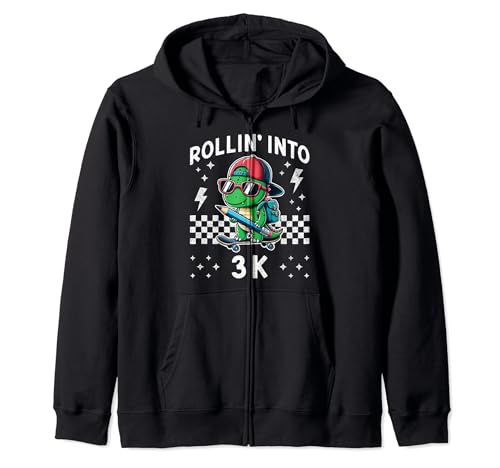 Rollin Into 3K Dinosaur Back to School Kid I’m Ready for 3 K Zip Hoodie