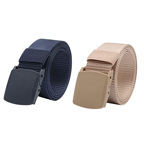 2pcs Tactical Buckle Canvas Belt Lightweight Waist Band Men Casual Belt Outdoor Training Plastic Buckle