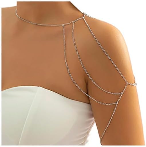 Multi-Layered Tassel Shoulder Body Chain Necklace Wedding Shoulder Back Chain Festival Upper Arm Bracelet Body Accessory for Women