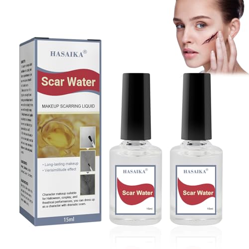 HASAIKA® Líquido para Cicatrices de Maquillaje, 15 ml Collodion Maquillaje, Cicatrices falsas con efecto de herida realista para teatro, casas encantadas y Halloween, 2 unidades