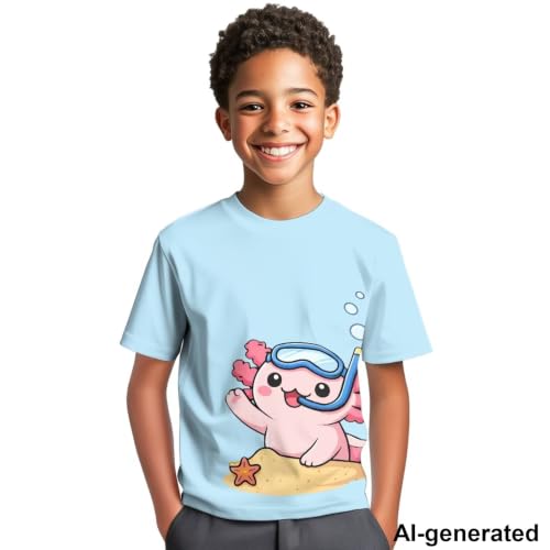 Image of Novelty 3D Graphic T Shirts for Kids Crew Neck Funny Animal Print Short Sleeve Girls Tshirts 3-16 Years