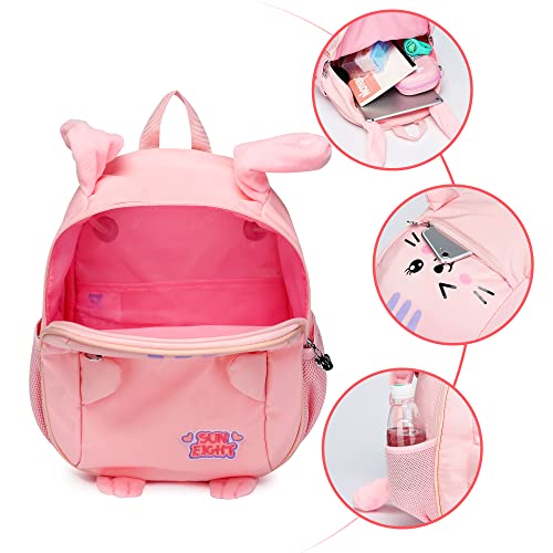Reqinqin Toddler Backpack For Girls Cute Pink 3D Cartoon Rabbit Ears Bounce Girl Kids Backpack For Rabbit 1-5 Years Girls Personalized Waterproof Bag Travel Baby Backpack (Rabbit #TOP3