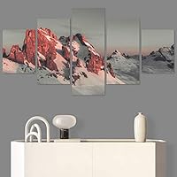 SIGNWIN 5 Panel Canvas Wall Art Snow Mountain for Home Decorations Ready to Hang - 60