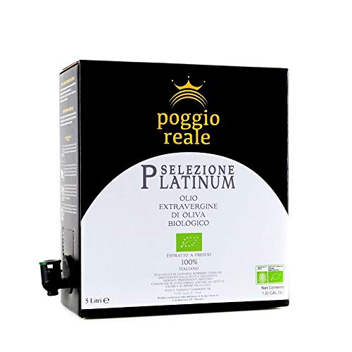 Poggio Reale Olio Extravergine Oliva Italiano Biologico Monocultivar Cellina Bag In Box Litri 5