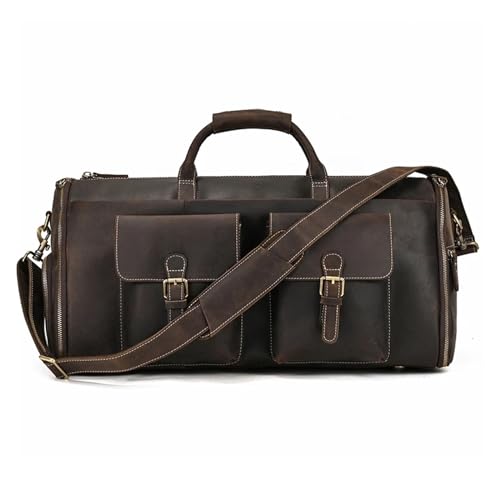 Leather Man Folding Suit Bag Business Travel Bag with Shoe Pocket Cowhide Cover Luggage Duffel Bag
