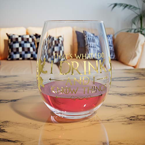 Game Of Thrones Fine Quality Handmade 14K Gold 19Oz Stemless"I Drink & I Know Things" Glass Gift, By Fine Occasion #TOP5