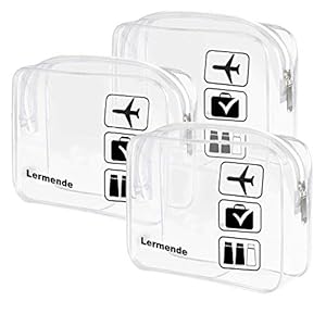 Lermende 3pcs TSA Approved Toiletry Bag For Women, Travel Toiletry Bag for Men, Airport Carry On Small Clear Toiletry Bag Cosmetic bag For Travel Toiletries – Transparent Clear
