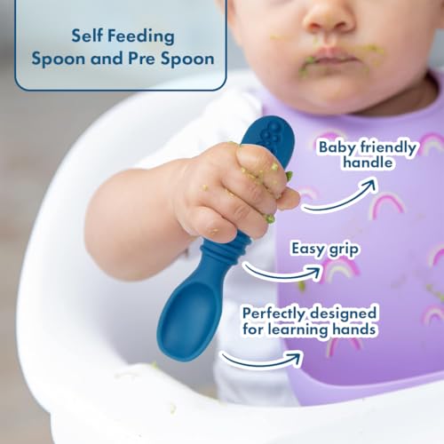 Image of TONY STARK Baby Silicone Spoon Set of 2, Spoons Feeding, Weaning Spoon for Baby 6 to 12 Months, Gum Friendly, BPA Free, Soft & Durable Self-Feeding Spoons