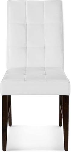 Miniatura 4 de Modway Promulgate Biscuit - Juego de 2 sillas auxiliares tapizadas de piel sintética para comedor, color blanco