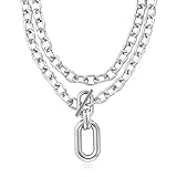 Long tiantian Chunky Gold Necklace Statement Jewelry Big Pendant Choker Necklace Layered Cuban Link Chain Necklaces Christmas Stocking Stuffers