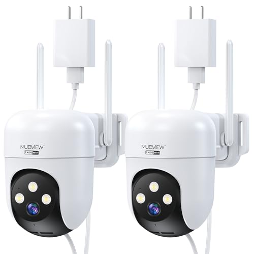 MUBVIEW Security Camera, 2K Wired Outdoor Camera with 360° Coverage, Night Vision, Motion Tracking, 2-Way Talk, IP66, 5G/2.4G WiFi, AI Detection, Local & Cloud Storage, Outdoor Security Camera, 2-Pack by MUBVIEW - Used condition - CA$56.05