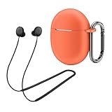 for Pixel Buds Pro 2 Case (2024), Anti-Lost Strap, Silicone Cover with Keychain, Sports Lanyard for Women Men Girl boy Compatible with Google Pixel Buds Pro 2(Coral Orange Case+Black Strap)