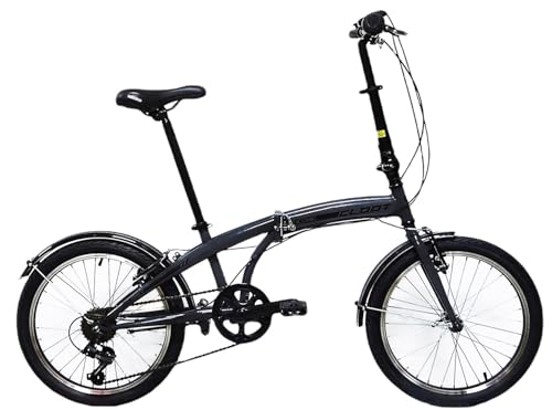 CLOOT Bicicleta Plegable Iconic Urbana Ligera Ciudad Cambio 6 Velocidades Cuadro Ligero Ruedas 20 Pulgadas Sillin Ergonomico Regulable Luces Guardabarros Hombre Mujer Uso Diario Talla 1.60 1.83m