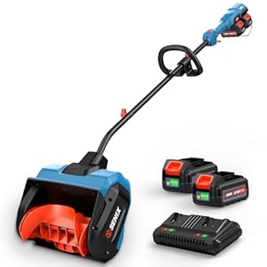SENIX 2X2 40V Max Cordless Snow Shovel, 13" Width, 6" Depth, 20Ft Max Throw Distance,Variable Speed, Plows 375lbs/Min, 8000mAh Batteries and Charger
