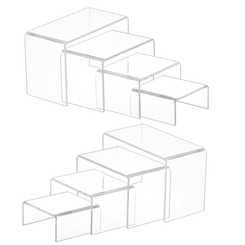 Elevadores de acrílico pequeños soporte de exhibición rectangular para escaparate