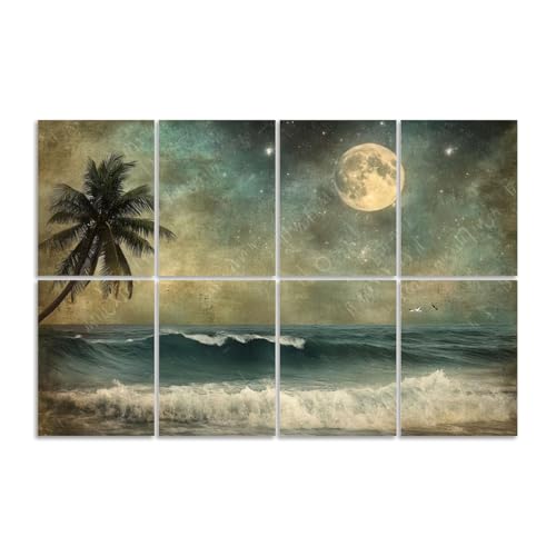 8 Pack de Paneles Acústicos Artísticos con Diseño Mar y Playa, Absorben Sonido, Autoadhesivos, para Estudios y Oficinas, 48"x32"