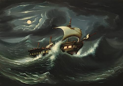Tableau toile frégate tempête édition prestige d'artiste