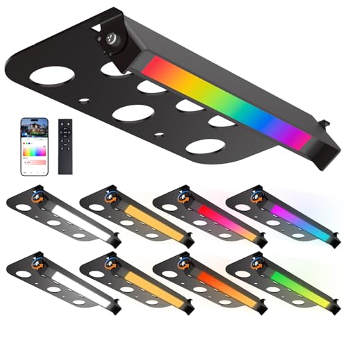 Poxran 8 Pack 7 Inch RGBCW Retaining Wall Lights, Smart APP/Remote Control