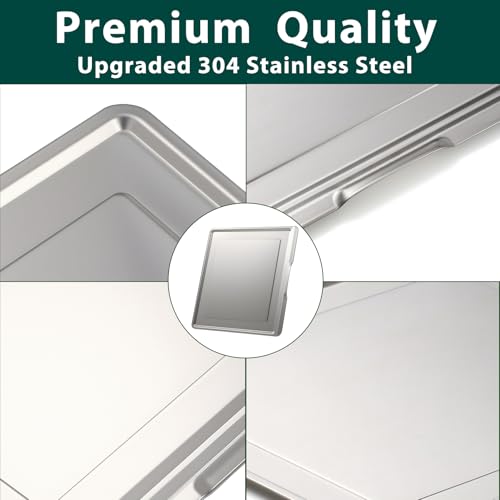 Image of 304 Stainless Steel SP301 SP201 SP351 Crumb Tray Air Fryer Basket Replacement Parts for Ninja Air Fryer Tray Foodi Dual Heat Air Fry Oven FT205CO SP251Q FT301 FT201A Toaster Catch Drip Pan 2 Pcs