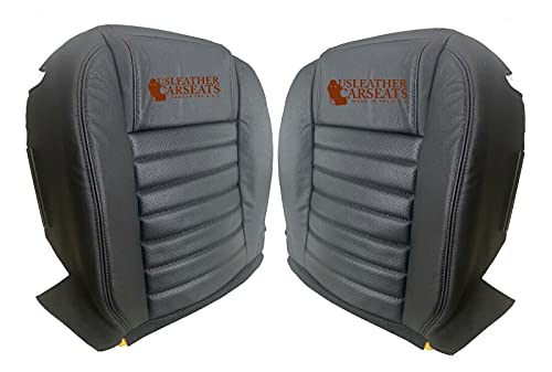 USLEATHER CARSEATS Us Leather Car Seats Compatible with 2005-2009 Ford Mustang Driver & Passenger Bottom Perf Leather Seat Cover Black