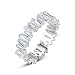 Hoisy Fedina Argento Donna, Anelli Fidanzamento Zirconia Cubica Anello in Argento con Zircone Trapezoidale d'Argento Misura 17