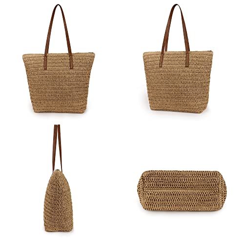 Bolso de mano tejido grande para mujer miniatura 3