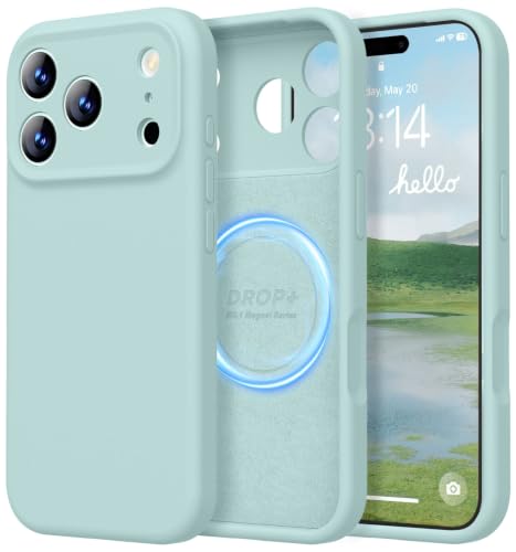 Image of LOVE 3000 Designed for iPhone 17 Pro Max Case, Premium Silicone [Compatible with Magsafe][Soft Anti-Scratch Microfiber Lining] Shockproof Protective Phone Case for Men Women 6.9 inch, Mint