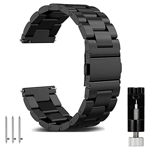 OTOPO för Galaxy Watch 3 45 mm rem/46 mm rem och utrustning S3 remmar, 22 mm rostfritt stål klockarmband ersättningsarmband för Samsung Galaxy Watch 3 45 mm/46 mm/Gear S3 Frontier Smart Watch – metall svart