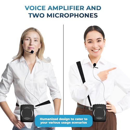 Conjunto de microfone e alto-falante amplificador de voz ultra portátil - Mini sistema PA recarregáv